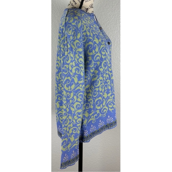 Icelandic Design Women’s Floral Print Blue Green Cardigan Sweater, size Large - Picture 3 of 8